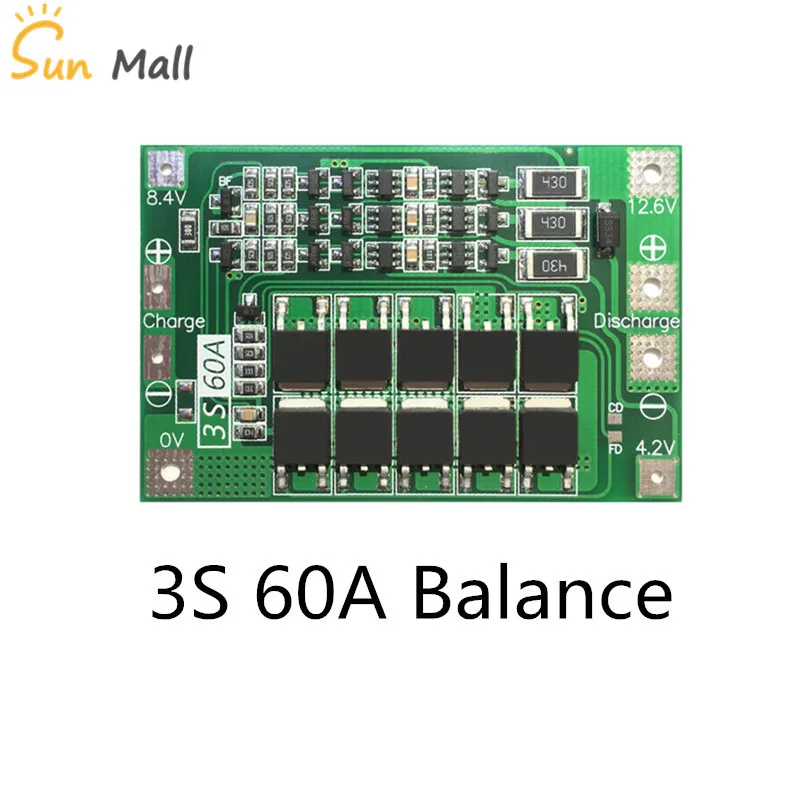 3S 60A BMS board/ Li-ion 12.6V 18650 BMS PCM battery protection board for li-ion battery with Balance
3S 60A BMS board/ Li-ion 12.6V 18650 BMS PCM battery protection board for li-ion battery with Balance
