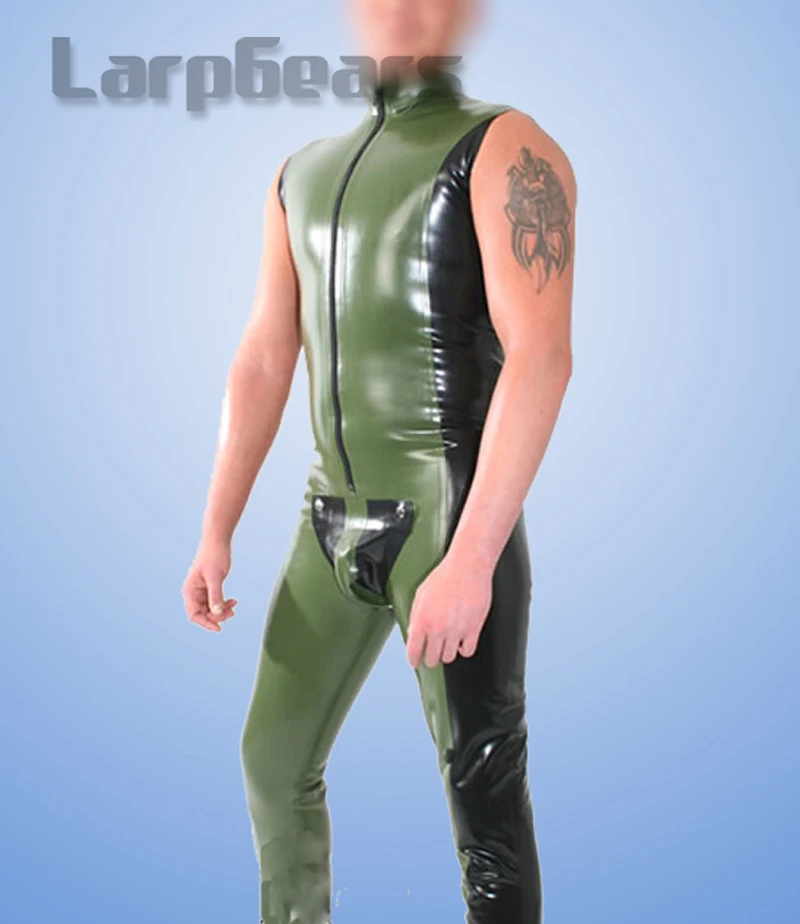 Army Green and Black Latex Rubber Gummi Sleeveless Body Suit with Pouch Rubber bodystocking
Army Green and Black Latex Rubber Gummi Sleeveless Body Suit with Pouch Rubber bodystocking