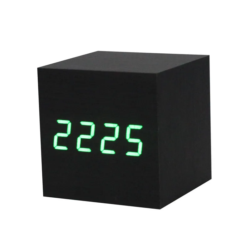 2018 акустический будильник деревянный куб часы светодиодный Календарь