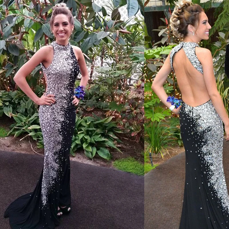 Gorgeous High collar black open back mermaid hottest formal evening dresses gown prom dresses gowns with silver beads 2017 cheap
Gorgeous High collar black open back mermaid hottest formal evening dresses gown prom dresses gowns with silver beads 2017 cheap