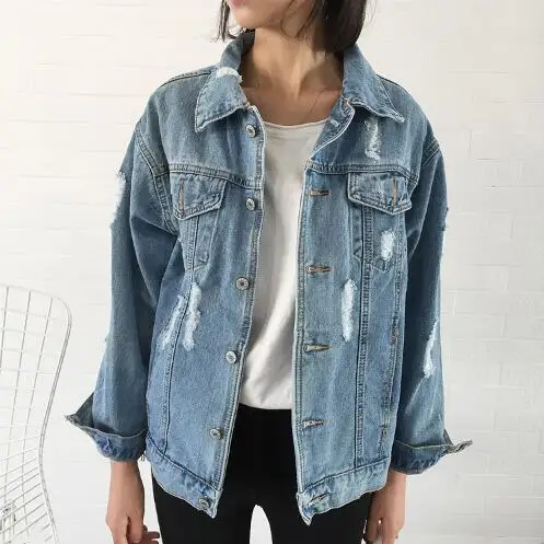 Women Basic Coats 2018 Spring Summer Ripped Denim Jacket Femme Vintage Long Sleeve Jeans Jacket Bomber Casual Coat
Women Basic Coats 2018 Spring Summer Ripped Denim Jacket Femme Vintage Long Sleeve Jeans Jacket Bomber Casual Coat
