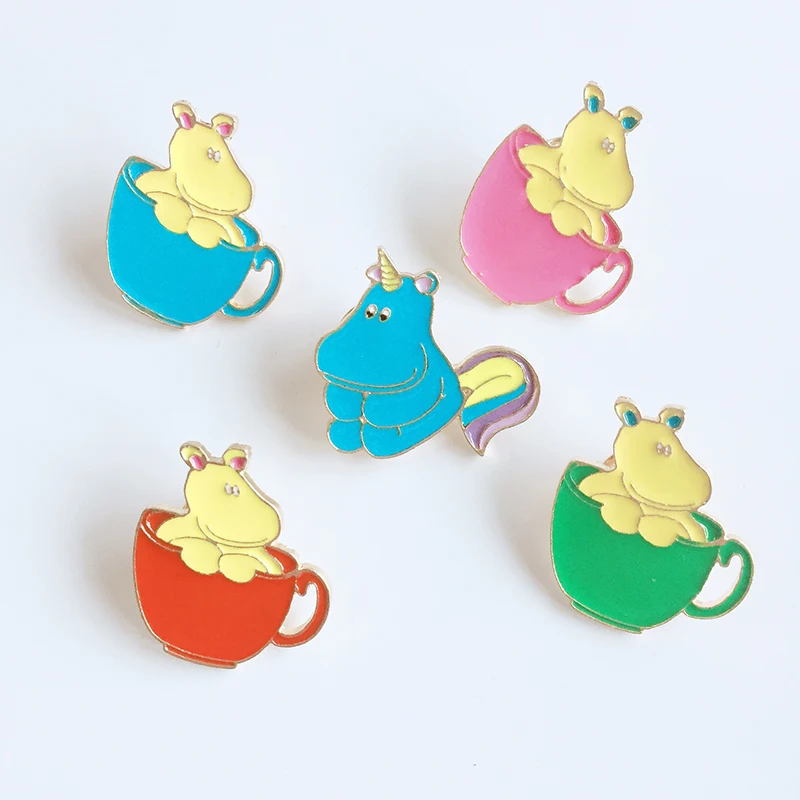 Кепка Бегемот Teacup металлическая брошь с эмалью милый мультяшный кофейная чашка