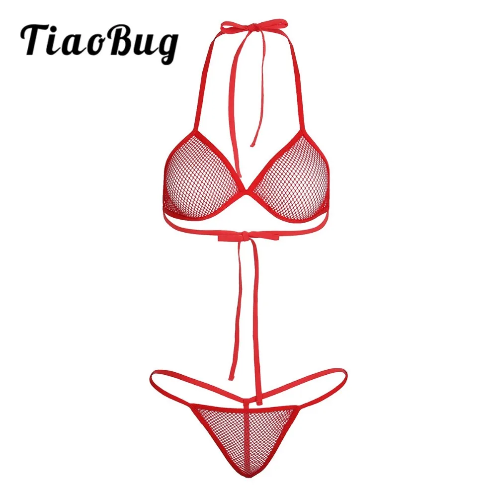 TiaoBug Sexy Women Lingerie Adjustable Straps Underwear Fishnet See-through Bikini Bra Top with Matching Open Butt G-string Set
TiaoBug Sexy Women Lingerie Adjustable Straps Underwear Fishnet See-through Bikini Bra Top with Matching Open Butt G-string Set