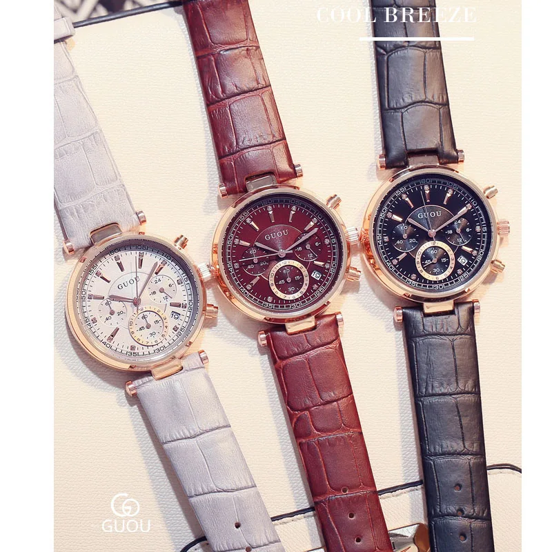New Watch Women GUOU brand Fashion Women Sports Waterproof Six-pin Calendar Quartz Watch Lady's Dress Watches
New Watch Women GUOU brand Fashion Women Sports Waterproof Six-pin Calendar Quartz Watch Lady's Dress Watches