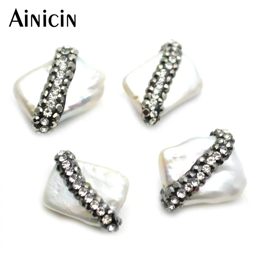 20pcs Natural Freshwater Pearl Opposite Angle Rhinestone crystal Paved Beads for Fashion Jewelry Making Findings
20pcs Natural Freshwater Pearl Opposite Angle Rhinestone crystal Paved Beads for Fashion Jewelry Making Findings
