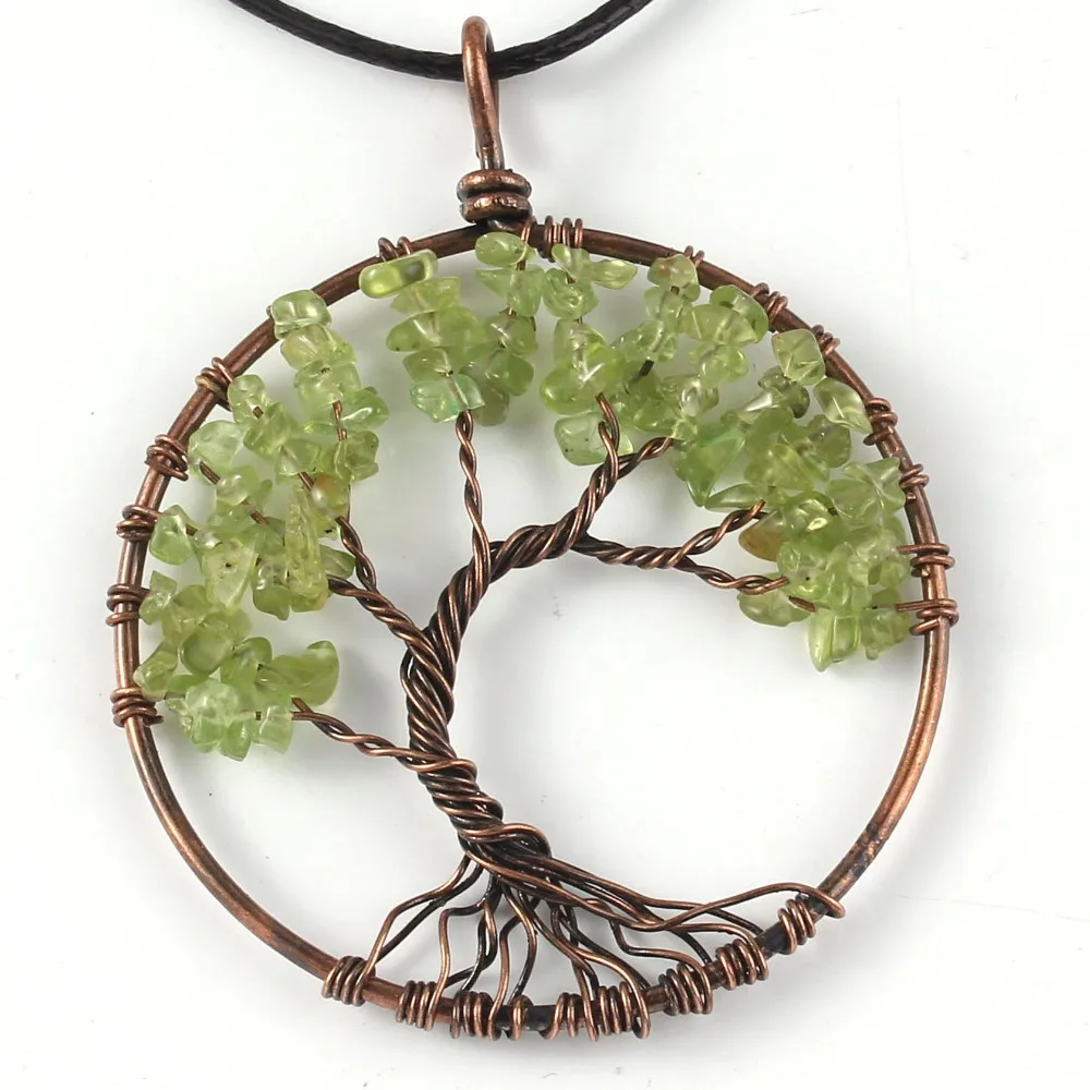 KFT Handmade Natural Healing Crystal Green Olivine Quartz Peridot Stones Tree Of Life Necklace Stone Pendant Jewelry
KFT Handmade Natural Healing Crystal Green Olivine Quartz Peridot Stones Tree Of Life Necklace Stone Pendant Jewelry