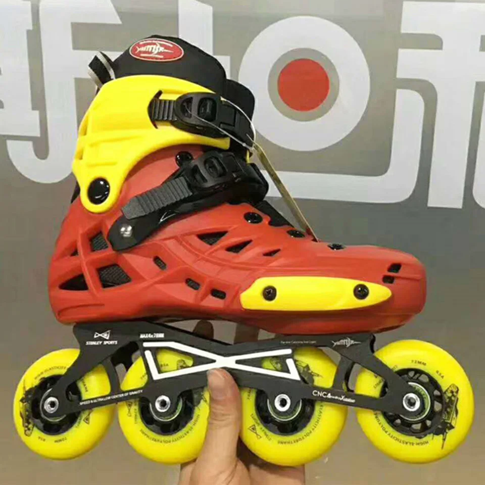 Japy Advanced Children Roller Skates Adjustable Shoes 2*72mm 2*76mm Mini tank Changeable Slalom Speed Patines Free Skating F044 | Спорт и