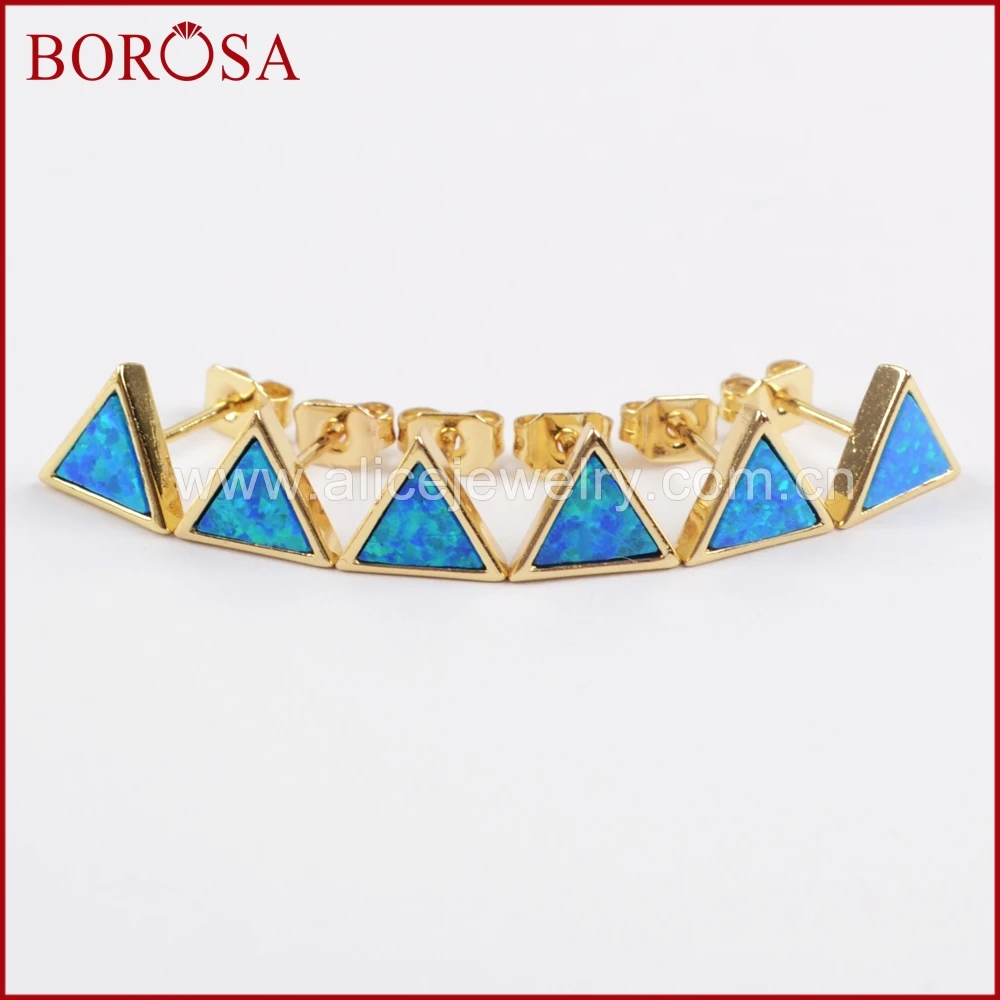 BOROSA 5Pairs Wholesale Elegant Gems Earring, Gold Color Bezel Triangle Blue Opal Stud Earrings for Women Druzy Jewelry ZG0226
BOROSA 5Pairs Wholesale Elegant Gems Earring, Gold Color Bezel Triangle Blue Opal Stud Earrings for Women Druzy Jewelry ZG0226