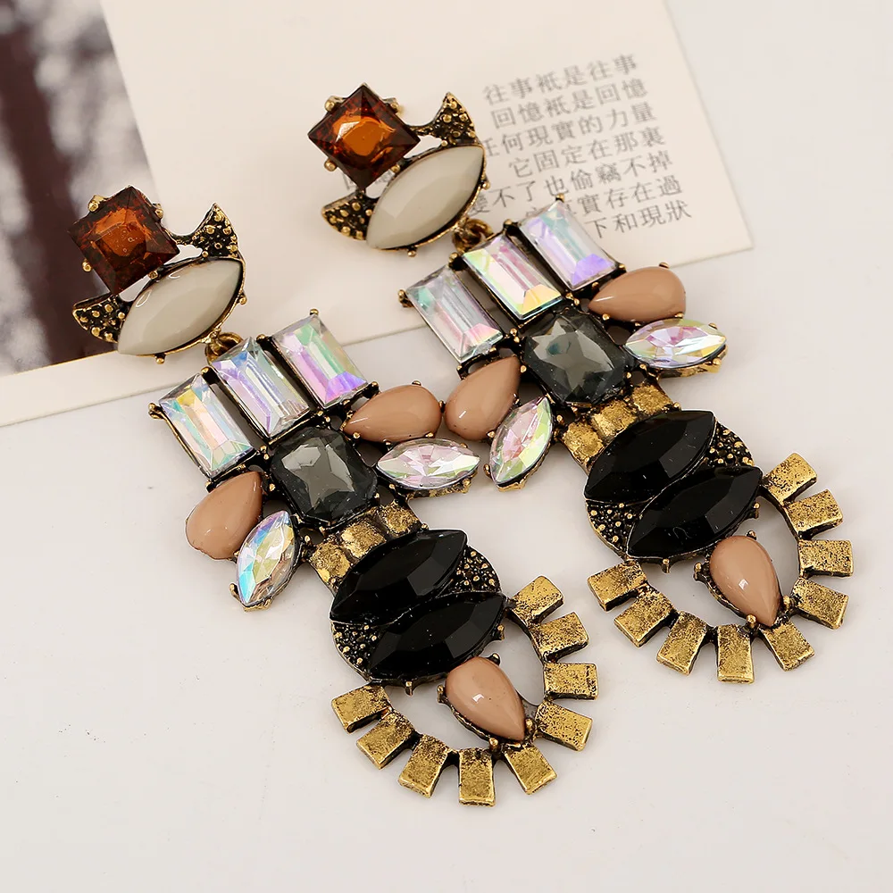 LUKENI Fashion Jewelry Luxury Vintage Metal Big Statement Dangle Earrings Long Created Gemstones Drop Earrings for Women DE122
LUKENI Fashion Jewelry Luxury Vintage Metal Big Statement Dangle Earrings Long Created Gemstones Drop Earrings for Women DE122