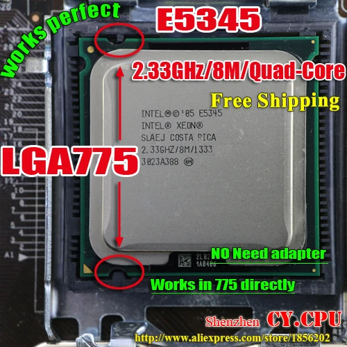 INTEL Ксеон E5345 2 33 ГГц/8 м/1333 МГц/Процессор равен LGA775 Core Quad Q8200 Процессор работает на