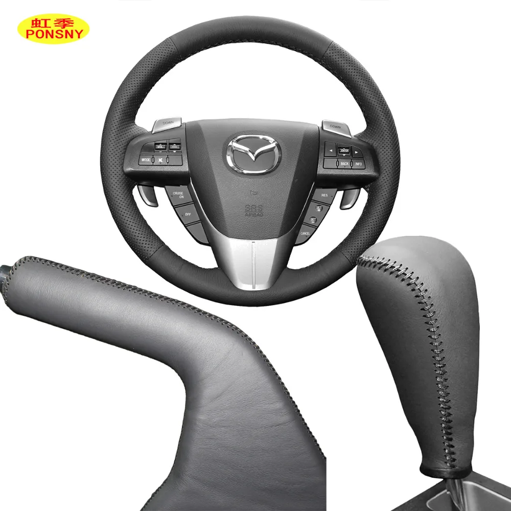 PONSNY Car Gear/Handbrake/Steering Genuine Leather Covers Case for Mazda 3 2011-2015 Hand-stitched Cover
PONSNY Car Gear/Handbrake/Steering Genuine Leather Covers Case for Mazda 3 2011-2015 Hand-stitched Cover