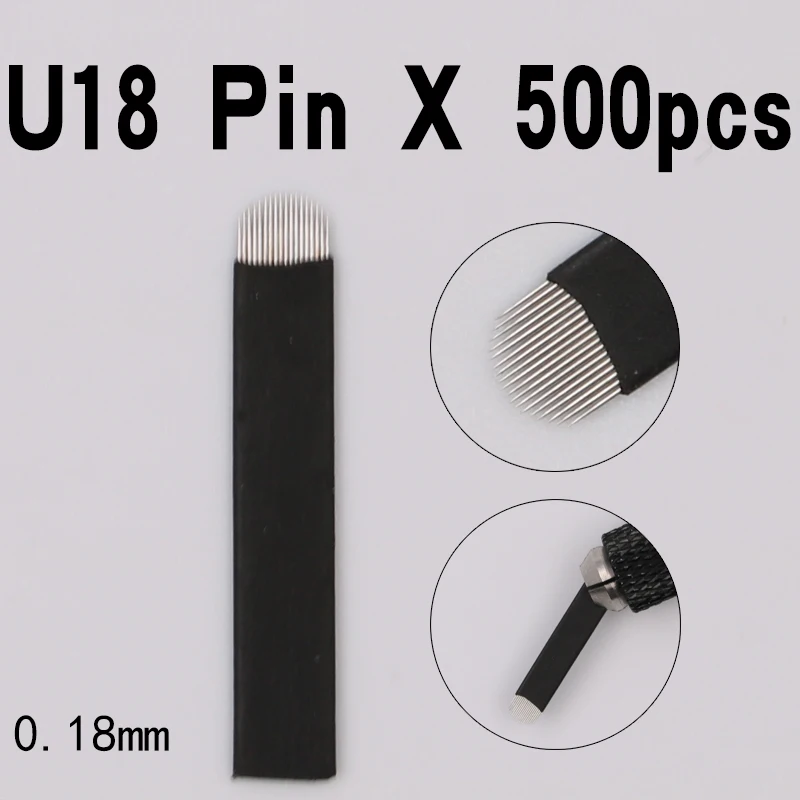 500pcs Black Microblading Needles 0.18mm U Shape 18 pins Blades Professional For Permanent Microblading Embroidery Pen Rated
500pcs Black Microblading Needles 0.18mm U Shape 18 pins Blades Professional For Permanent Microblading Embroidery Pen Rated