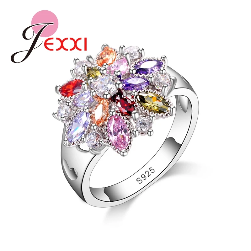 New Genuine 925 Sterling Silver Rings Colorful Flowers Cubic Zircon Women Rings For Wedding Engagement Party Accessories
New Genuine 925 Sterling Silver Rings Colorful Flowers Cubic Zircon Women Rings For Wedding Engagement Party Accessories