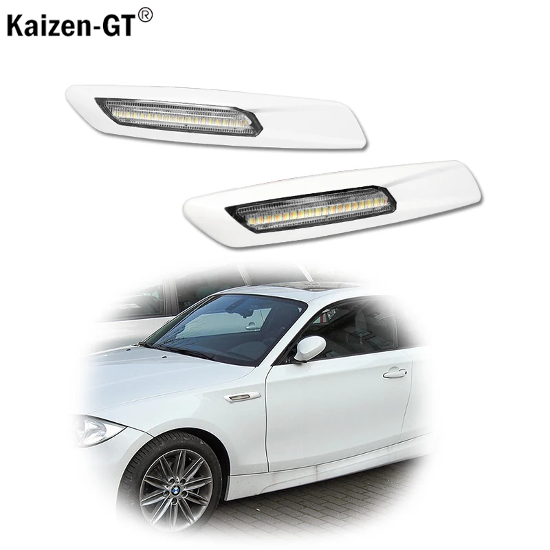 White Lens F10 Style Switchback Dual-color Amber/White Full LED Side Marker Lights With Turn Signal Feature For BMW 1 3 5 Series
White Lens F10 Style Switchback Dual-color Amber/White Full LED Side Marker Lights With Turn Signal Feature For BMW 1 3 5 Series