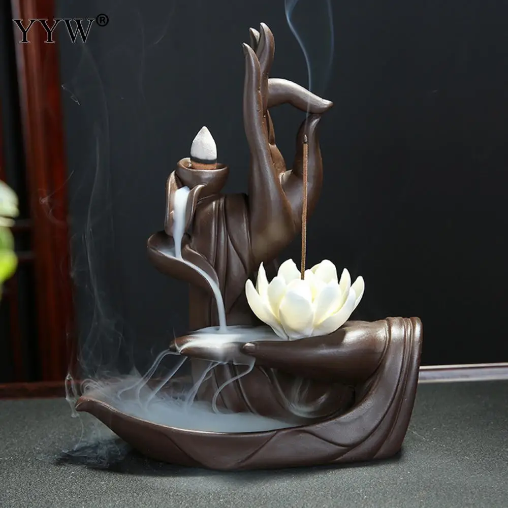 Chinese Lotus Incense Burner Ceramic Backflow Incense Cones Stick Holder Retro Tathagata Buddha Office Home Decoration Crafts
Chinese Lotus Incense Burner Ceramic Backflow Incense Cones Stick Holder Retro Tathagata Buddha Office Home Decoration Crafts