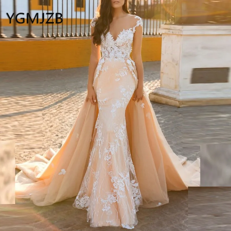 Elegant Evening Dresses Long 2019 Mermaid V-Neck Detachable Train Appliques Lace Saudi Arabic Women Formal Prom Gown Party Dress
Elegant Evening Dresses Long 2019 Mermaid V-Neck Detachable Train Appliques Lace Saudi Arabic Women Formal Prom Gown Party Dress