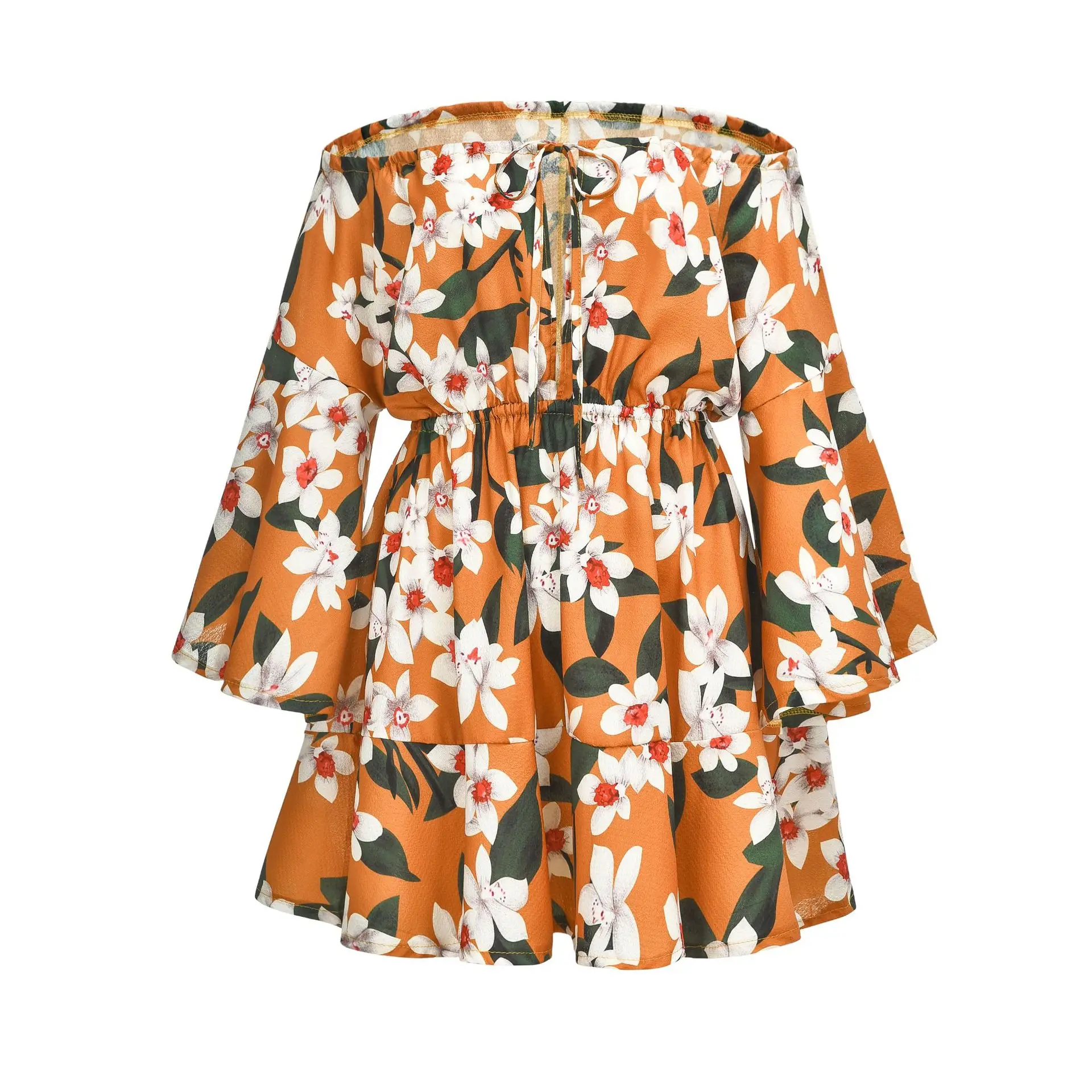 Spring and summer new style Bohemian print dress Elasticated waist tie dress Off-the-shoulder collar dress
Spring and summer new style Bohemian print dress Elasticated waist tie dress Off-the-shoulder collar dress