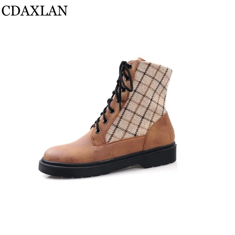 CDAXILAN new to women's short boots leatherette mixed cloth fabric lace-up platform Martin boots two style inner autumn winter
CDAXILAN new to women's short boots leatherette mixed cloth fabric lace-up platform Martin boots two style inner autumn winter