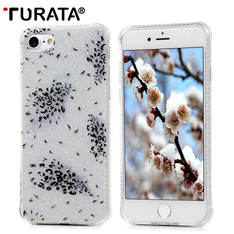 Bling Павлин Перо противоударный чехол для iPhone 7 4.7 "блеск Косметическая пудра IMD
