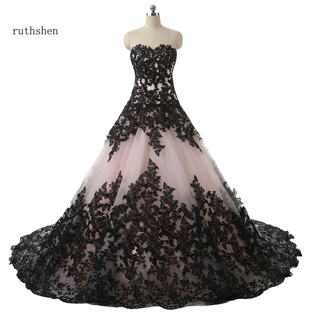 ruthshen Ball Gown Wedding Dresses With Sweetheart Black Lace Appliques Draped Lace Up Robe De Mariee Manche Longue
ruthshen Ball Gown Wedding Dresses With Sweetheart Black Lace Appliques Draped Lace Up Robe De Mariee Manche Longue