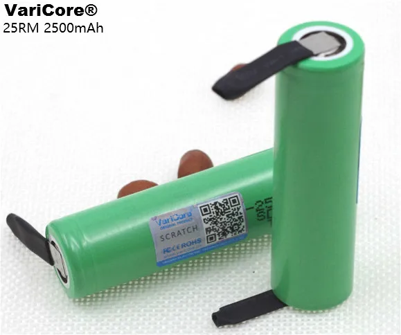 Литиевый аккумулятор VariCore 18650 25R 2500 мАч 20 А 2 шт.|battery 20a|lithium batterybattery a |