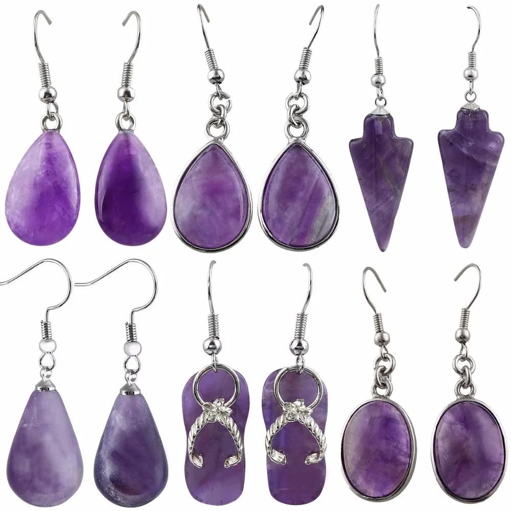 TUMBEELLUWA Natural Purple Crystal Gem Stone Dangle Hook/Clip-on Earrings For Women
TUMBEELLUWA Natural Purple Crystal Gem Stone Dangle Hook/Clip-on Earrings For Women