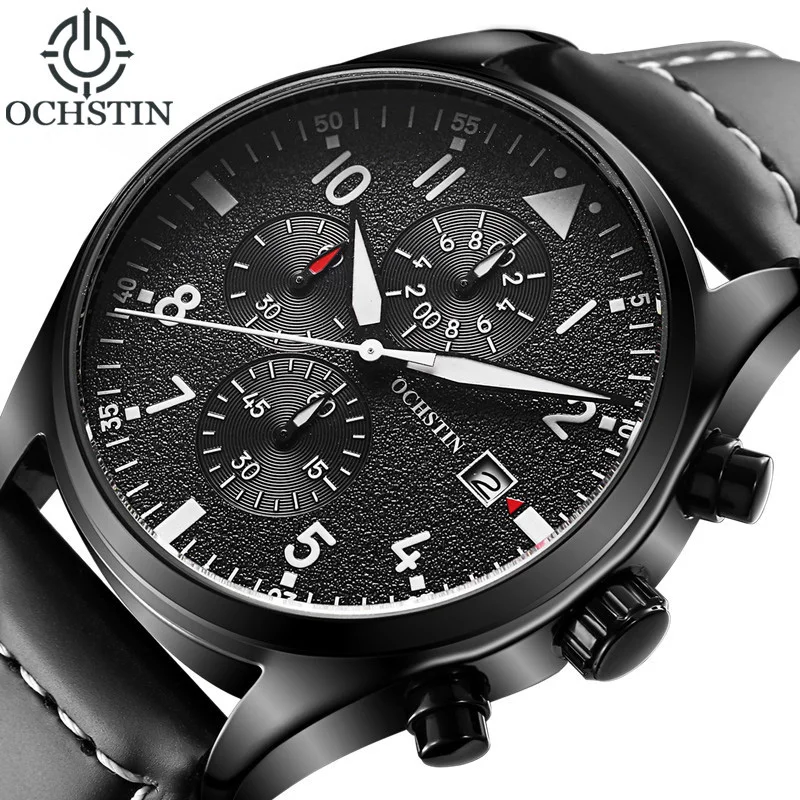OCHSTIN Chronograph Mens Watches Top Brand Luxury Black Genuine Leather Strap Quartz Watch Men 2018 Fashion Relogio Masculino
OCHSTIN Chronograph Mens Watches Top Brand Luxury Black Genuine Leather Strap Quartz Watch Men 2018 Fashion Relogio Masculino