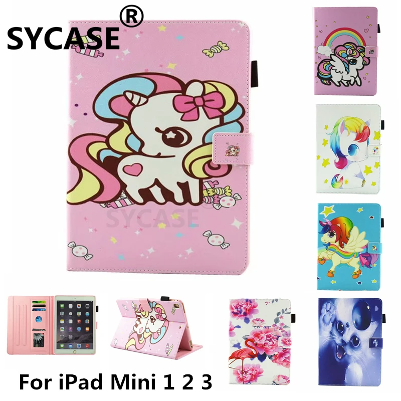 SYCASE мультфильм Единорог для Apple Ipad Mini 1 2 3 Чехол Многофункциональный окрашенный