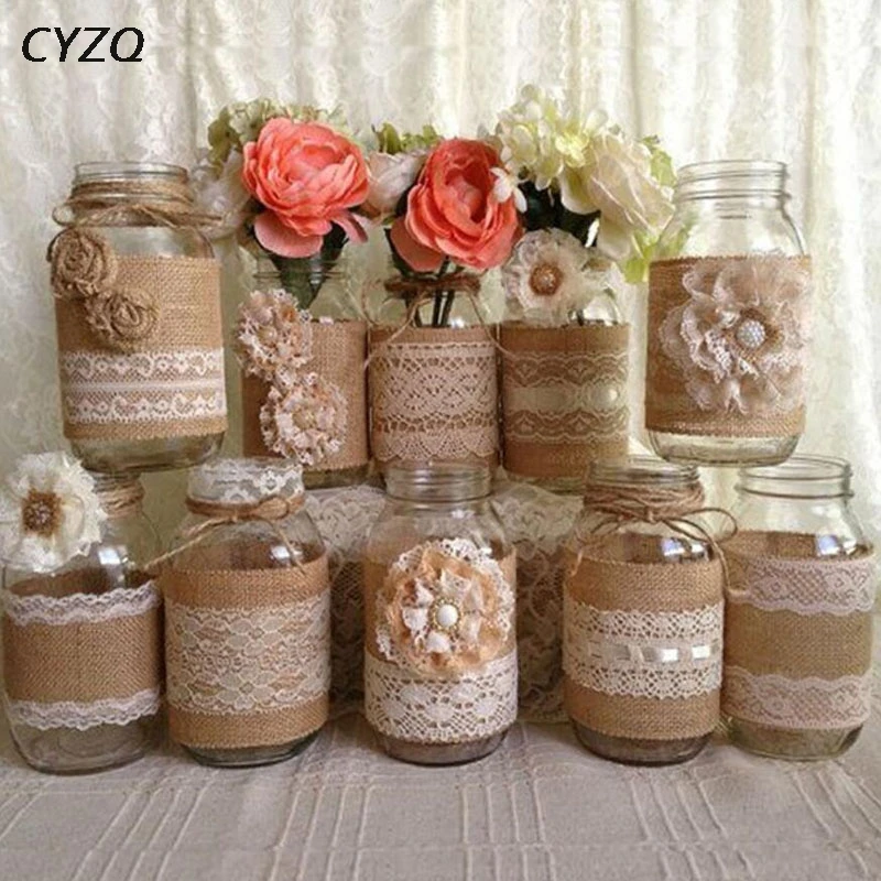 2 Meter Width 5cm Jute Burlap Rolls Hessian Ribbon With Lace Trim Vintage Rustic Wedding Decoration Ornament Party Wedding Decor
2 Meter Width 5cm Jute Burlap Rolls Hessian Ribbon With Lace Trim Vintage Rustic Wedding Decoration Ornament Party Wedding Decor