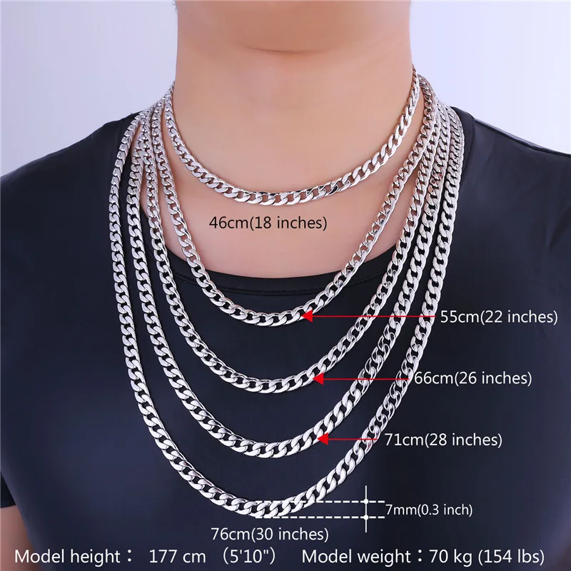 Miami Cuban Link Chain Necklace 7mm Silver/Gold Color Curb Chain For Men Jewelry Corrente De Prata Masculina Wholesale N755
Miami Cuban Link Chain Necklace 7mm Silver/Gold Color Curb Chain For Men Jewelry Corrente De Prata Masculina Wholesale N755
