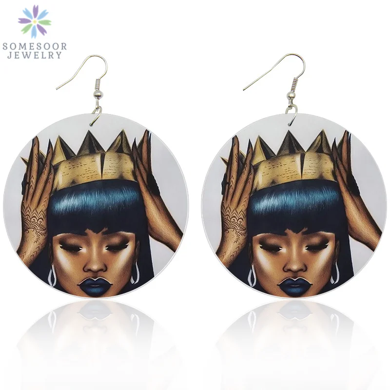 SOMESOOR Both Sides Printing African Queen Wooden Drop Earrings AFRO Crown Natural Hair Black Dangle Jewelry For Women Gifts
SOMESOOR Both Sides Printing African Queen Wooden Drop Earrings AFRO Crown Natural Hair Black Dangle Jewelry For Women Gifts