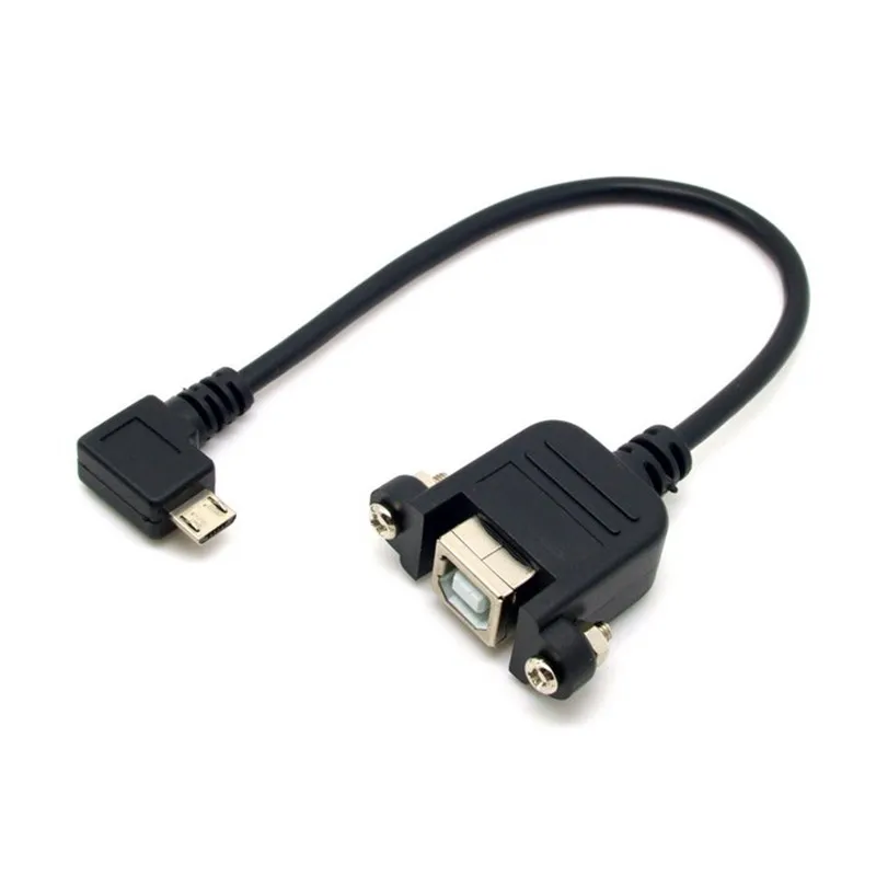 

Micro USB to USB Type B Cable Micro USB 90 Degree Left Angled 5pin Male to USB B Female Panel Mount Type Cable with Screws 20cm