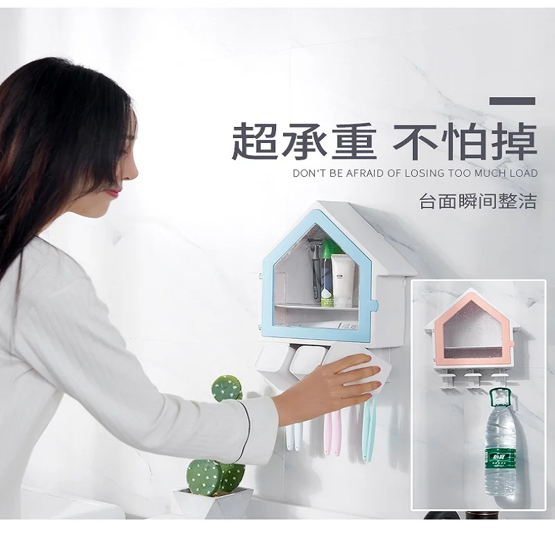 Creative wall-mounted bathroom small house toothbrush holder multi-functional family of three wash cup set cosmetics
Creative wall-mounted bathroom small house toothbrush holder multi-functional family of three wash cup set cosmetics