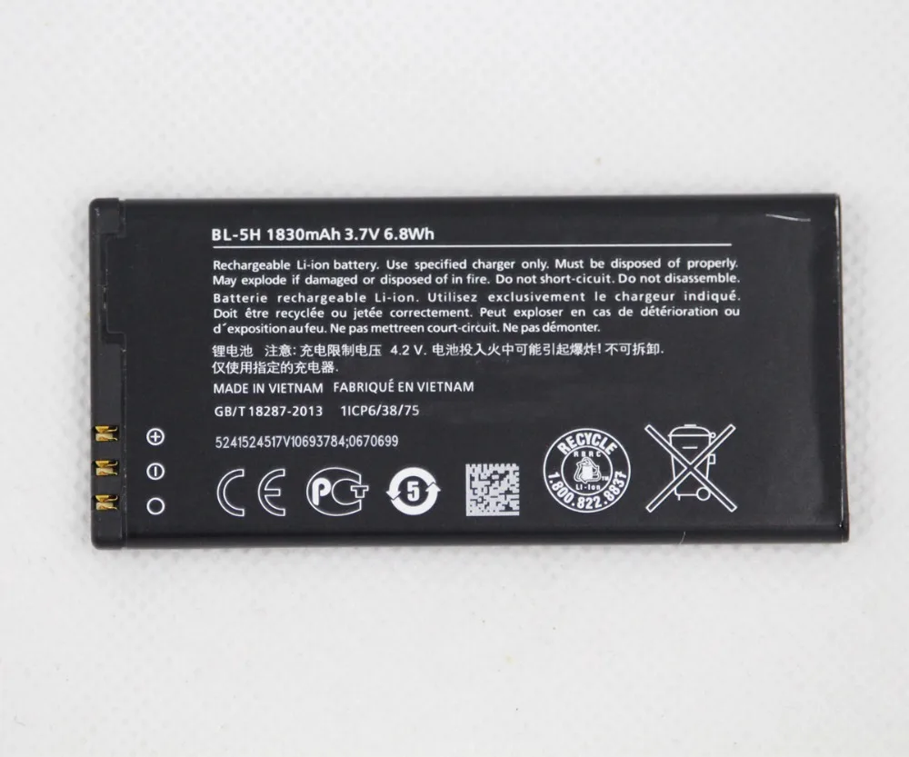 Аккумулятор для телефона 1830 мАч для Nokia Lumia 630 38 635 636 Lumia630 BL-5H BL5H BL 5H RM-977 аккумулятор
Аккумулятор для телефона 1830 мАч для Nokia Lumia 630 38 635 636 Lumia630 BL-5H BL5H BL 5H RM-977 аккумулятор