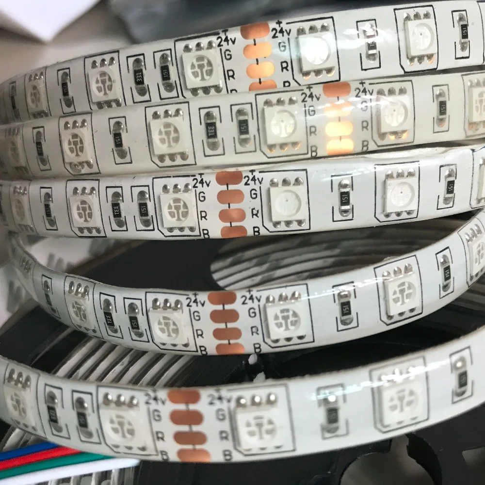 

DC12V DC24V led strip 5050 SMD 5M 300led 60led/M flexible led ribbon waterproof No waterproofWarm/White/RGB diode tape LED light