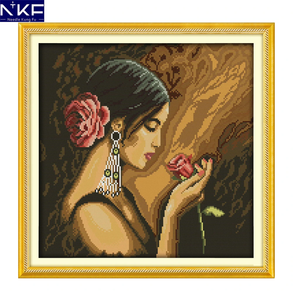 NKF Rose Girl Cross Stitch Pattern Needlework Cross Stitch Kit Embroidery Cross Craft Chinese Cross Stitch for Home Decor
NKF Rose Girl Cross Stitch Pattern Needlework Cross Stitch Kit Embroidery Cross Craft Chinese Cross Stitch for Home Decor