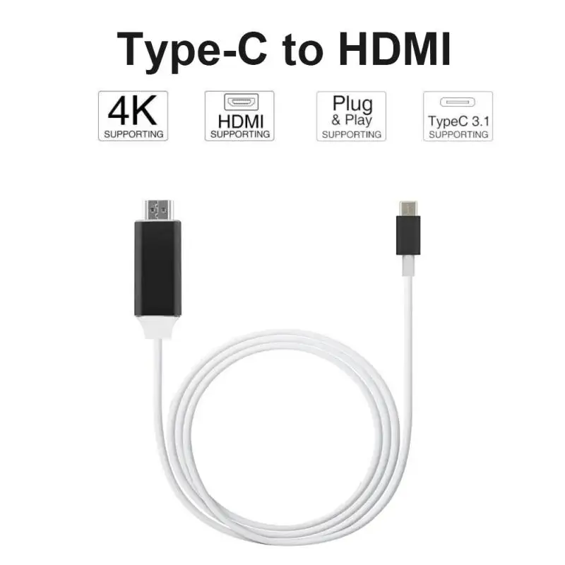 2m USB-C Type C к HDMI 4K HD кабель адаптер для iMac MacBook Pro Galaxy S8 S9 Note8 Dell XPS USB3.1 Преобразование