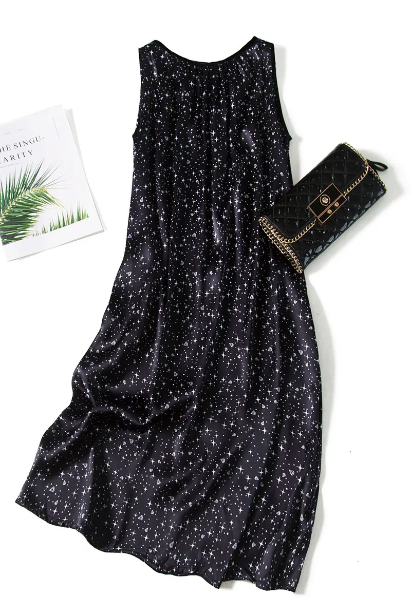 Shuchan Loose Print Star Sleeveless Tank Dress Beach Style 100% Natural Silk Mid-calf Women Dresses 2019 High Quality A8067
Shuchan Loose Print Star Sleeveless Tank Dress Beach Style 100% Natural Silk Mid-calf Women Dresses 2019 High Quality A8067