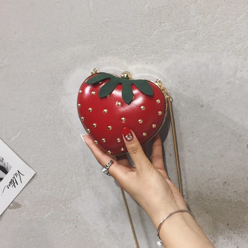 Cute Strawberry Heart Shape Pu Rivet Mini Fashion Ladies Chain Purse Clutch Bag Casual Shoulder Bag Tote Female Flap Handbag
Cute Strawberry Heart Shape Pu Rivet Mini Fashion Ladies Chain Purse Clutch Bag Casual Shoulder Bag Tote Female Flap Handbag