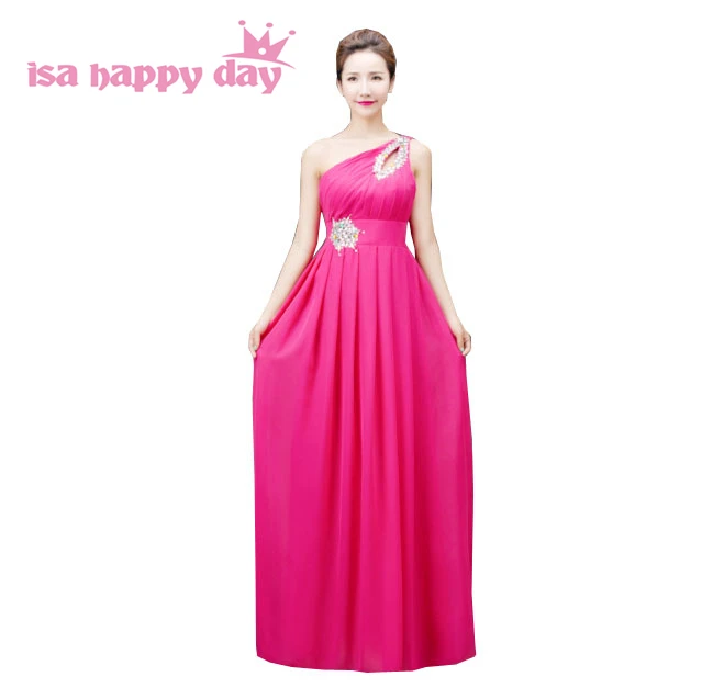 plus size beaded one shoulder hot pink long chiffon bridesmaid dress gowns sexy summer dresses for women wedding party H3754
plus size beaded one shoulder hot pink long chiffon bridesmaid dress gowns sexy summer dresses for women wedding party H3754