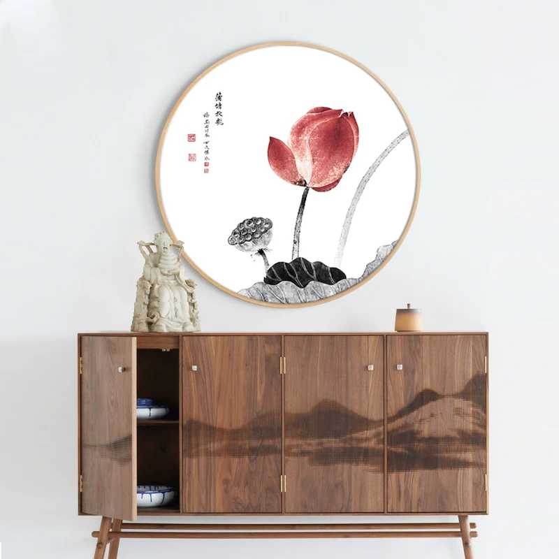 Solid Wood Rounded Painting Frame Ink Lotus Canvas Wall Printing New Chinese Style For Living Room Decorative With Frame
Solid Wood Rounded Painting Frame Ink Lotus Canvas Wall Printing New Chinese Style For Living Room Decorative With Frame