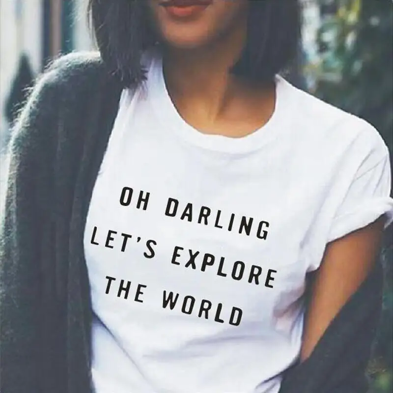 Женская футболка с надписью Oh Dear Let's Explore The World, летняя повседневная забавная футболка, Женская хипстерская футболка в стиле Харадзюку, женск...
Женская футболка с надписью Oh Dear Let's Explore The World, летняя повседневная забавная футболка, Женская хипстерская футболка в стиле Харадзюку, женск...