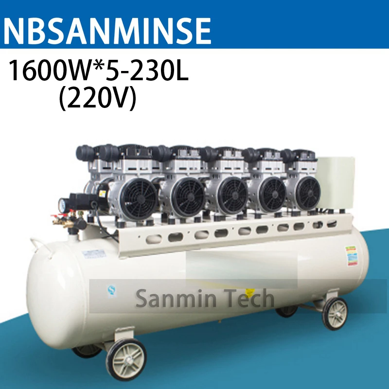 1600WX5 - 230L Mini Air Compressor Oilless High Pressure Mute Design Wood Working Home Application AC220V AC380V Sanmin
1600WX5 - 230L Mini Air Compressor Oilless High Pressure Mute Design Wood Working Home Application AC220V AC380V Sanmin