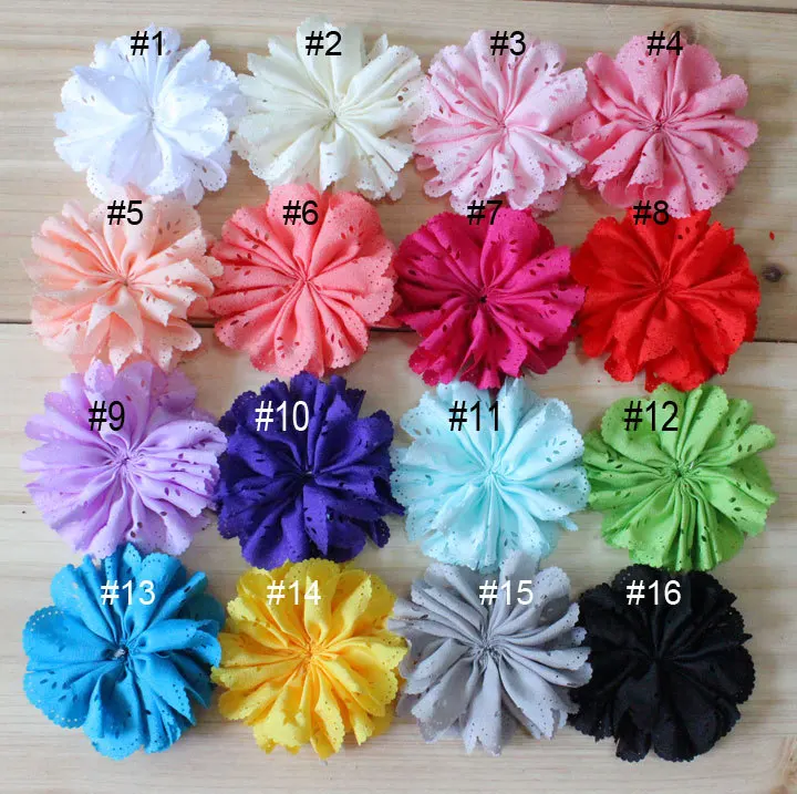 3.2" solid eyelet Fabric flower 16 colors flat back with pearl rhinestone 50pcs free shipping
3.2" solid eyelet Fabric flower 16 colors flat back with pearl rhinestone 50pcs free shipping