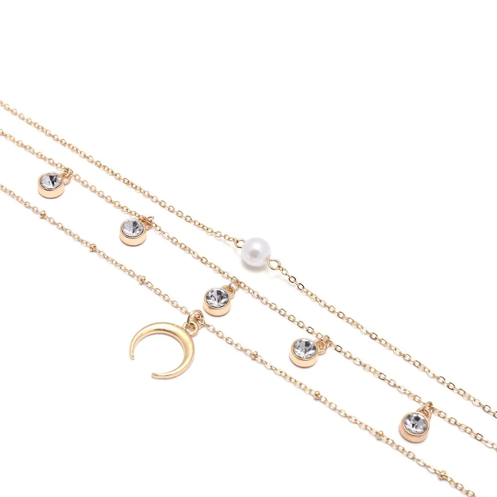Женское многослойное ожерелье в стиле бохо с искусственным жемчугом и