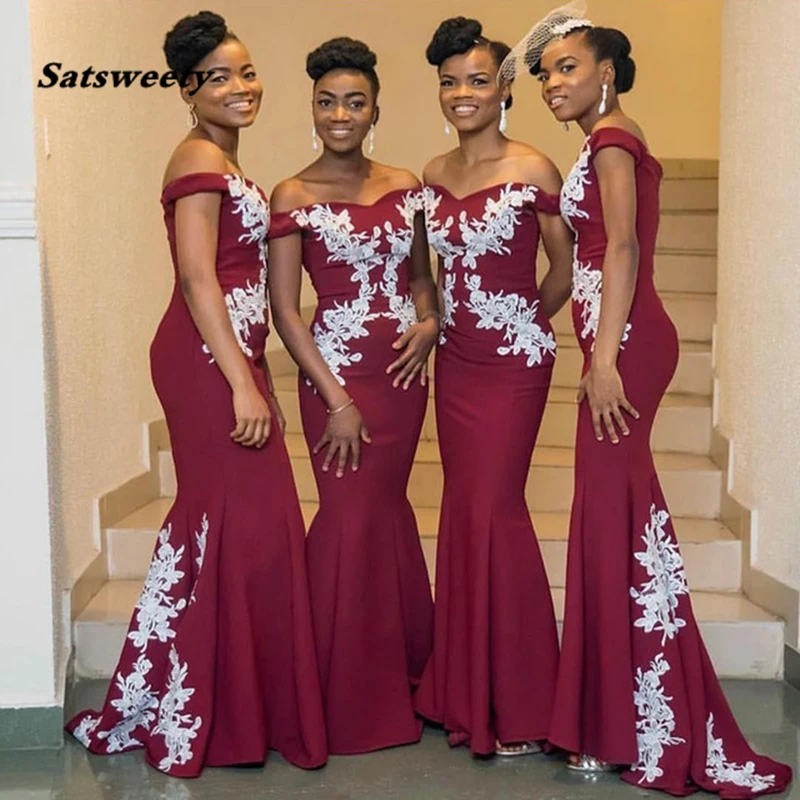Burgundy Mermaid Evening Dresses Off The Shoulder Appliques Satin Floor Length African Nigerian Prom Gowns Formal Party Dresses
Burgundy Mermaid Evening Dresses Off The Shoulder Appliques Satin Floor Length African Nigerian Prom Gowns Formal Party Dresses