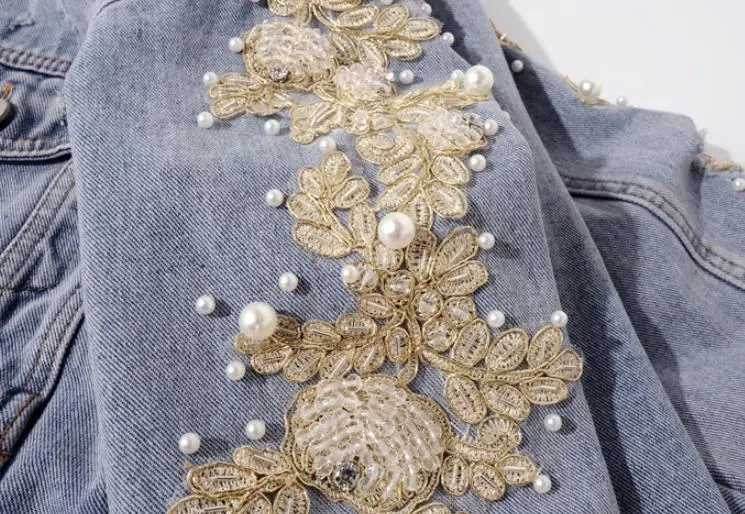 Spring Autumn Embroidered Beads Long Sleeve Denim Jacket Women Short Loose jeans coat
Spring Autumn Embroidered Beads Long Sleeve Denim Jacket Women Short Loose jeans coat