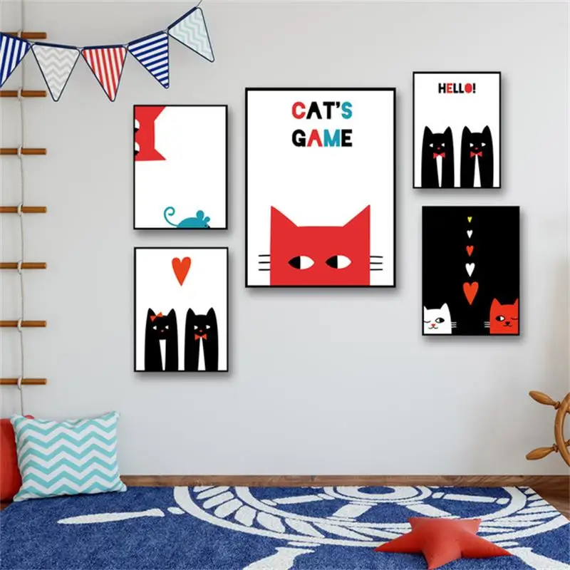 Abstract Wedding Decoration Wall Artwork Cartoon Red And Black Cat Posters HD Prints Nordic Watercolor Picture Canvas Painting
Abstract Wedding Decoration Wall Artwork Cartoon Red And Black Cat Posters HD Prints Nordic Watercolor Picture Canvas Painting
