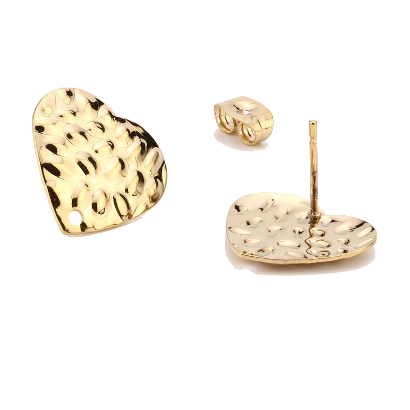 Stainless Steel Gold Hammered 16mm Heart Post Stud Earrings with Loop for Jewelry Dangle Earring Making Components
Stainless Steel Gold Hammered 16mm Heart Post Stud Earrings with Loop for Jewelry Dangle Earring Making Components