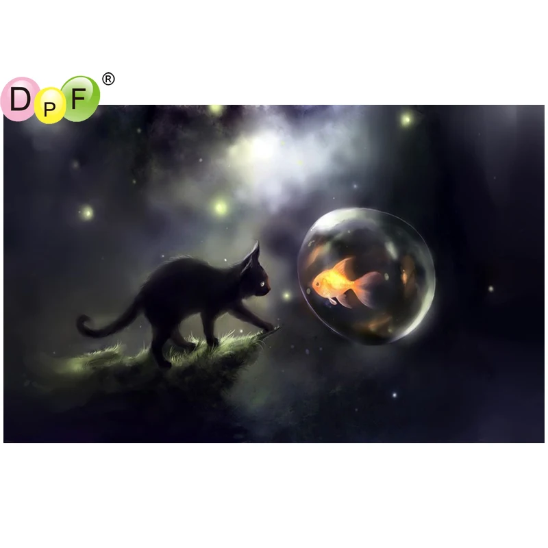 DPF DIY The black cats goldfish 5D needlework diamond painting cross stitch crafts diamond mosaic full square diamond embroidery
DPF DIY The black cats goldfish 5D needlework diamond painting cross stitch crafts diamond mosaic full square diamond embroidery